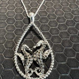 Sea Horse Necklace 18K White Gold Plated